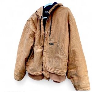 Y2K Walls Brown Hooded Workwear Lined Jacket